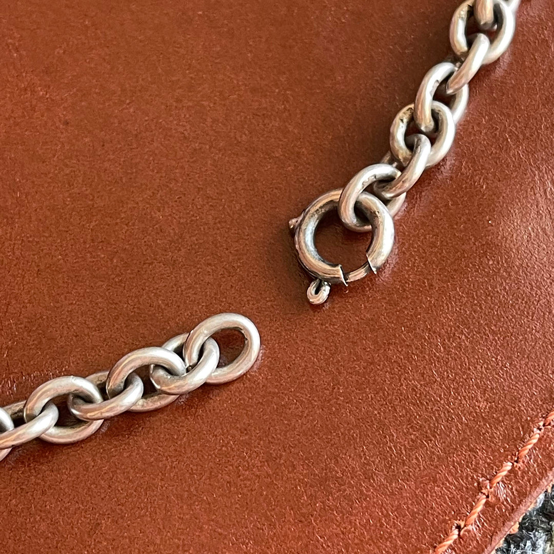 Antique Silver Link Chain Necklace 16 Inches Long