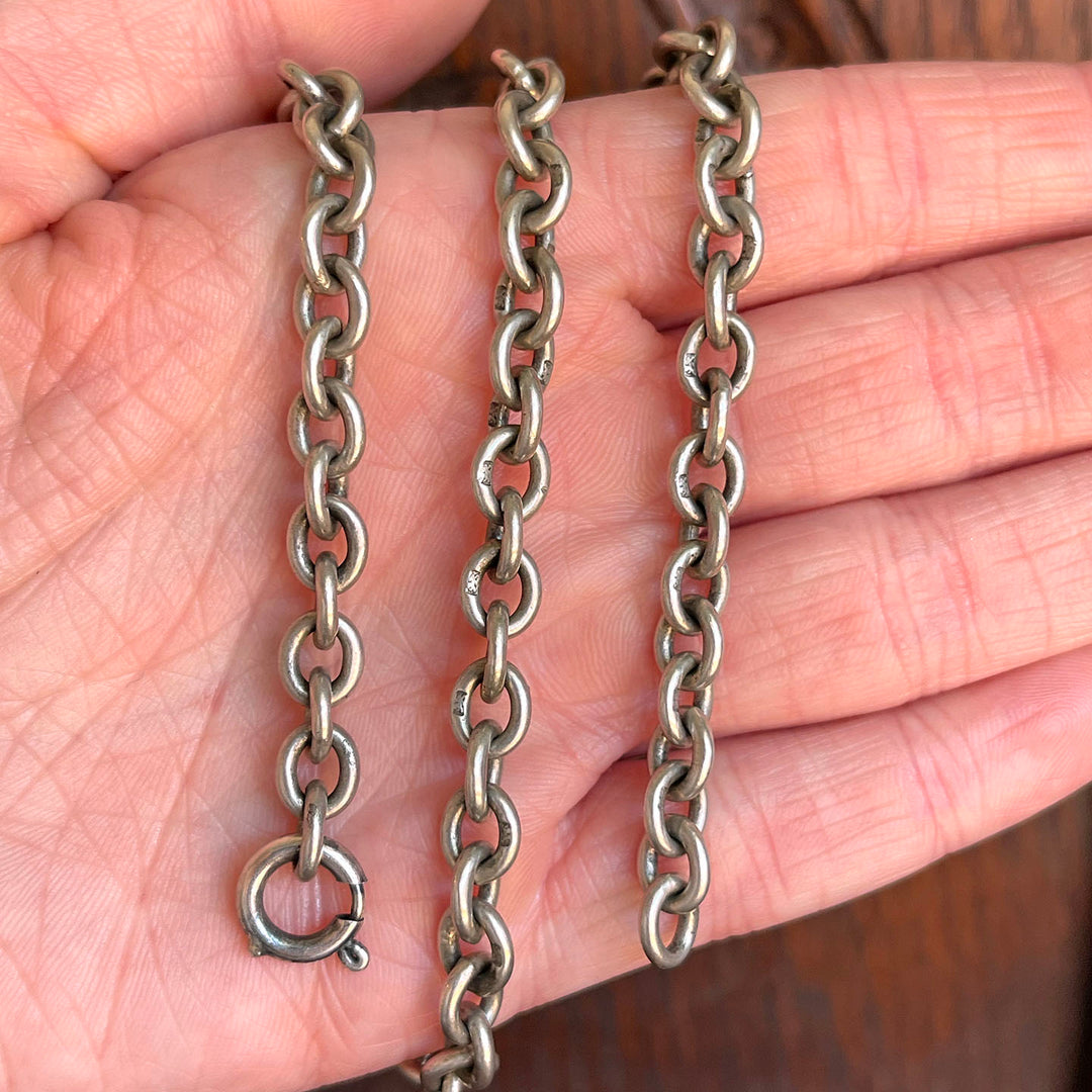 Antique Silver Link Chain Necklace 16 Inches Long