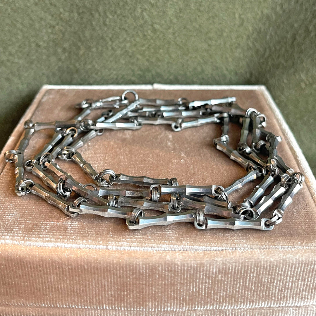 Antique Cut Steel Chain Unique Link