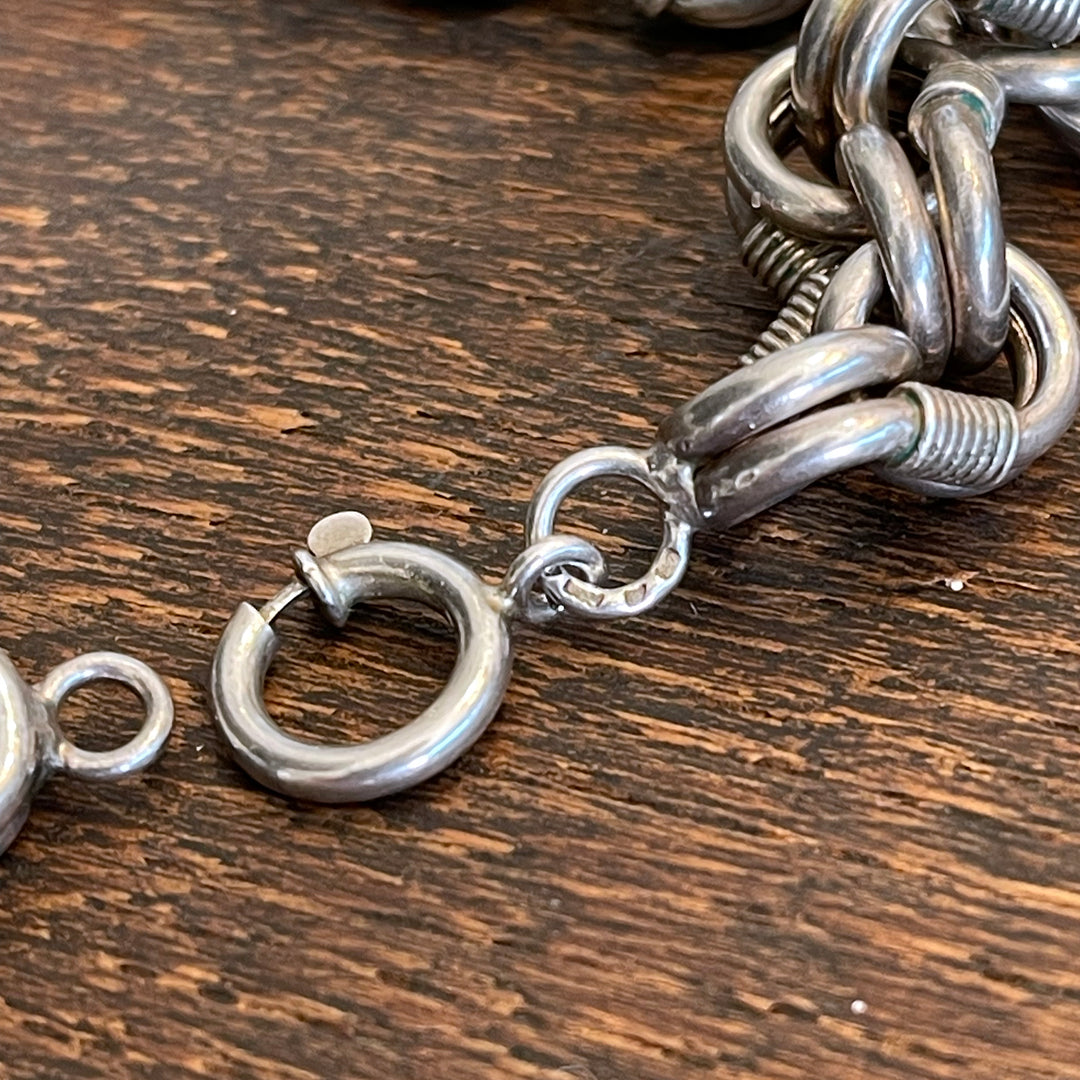 Chunky Antique Silver Handcrafted Victorian Chain Necklace