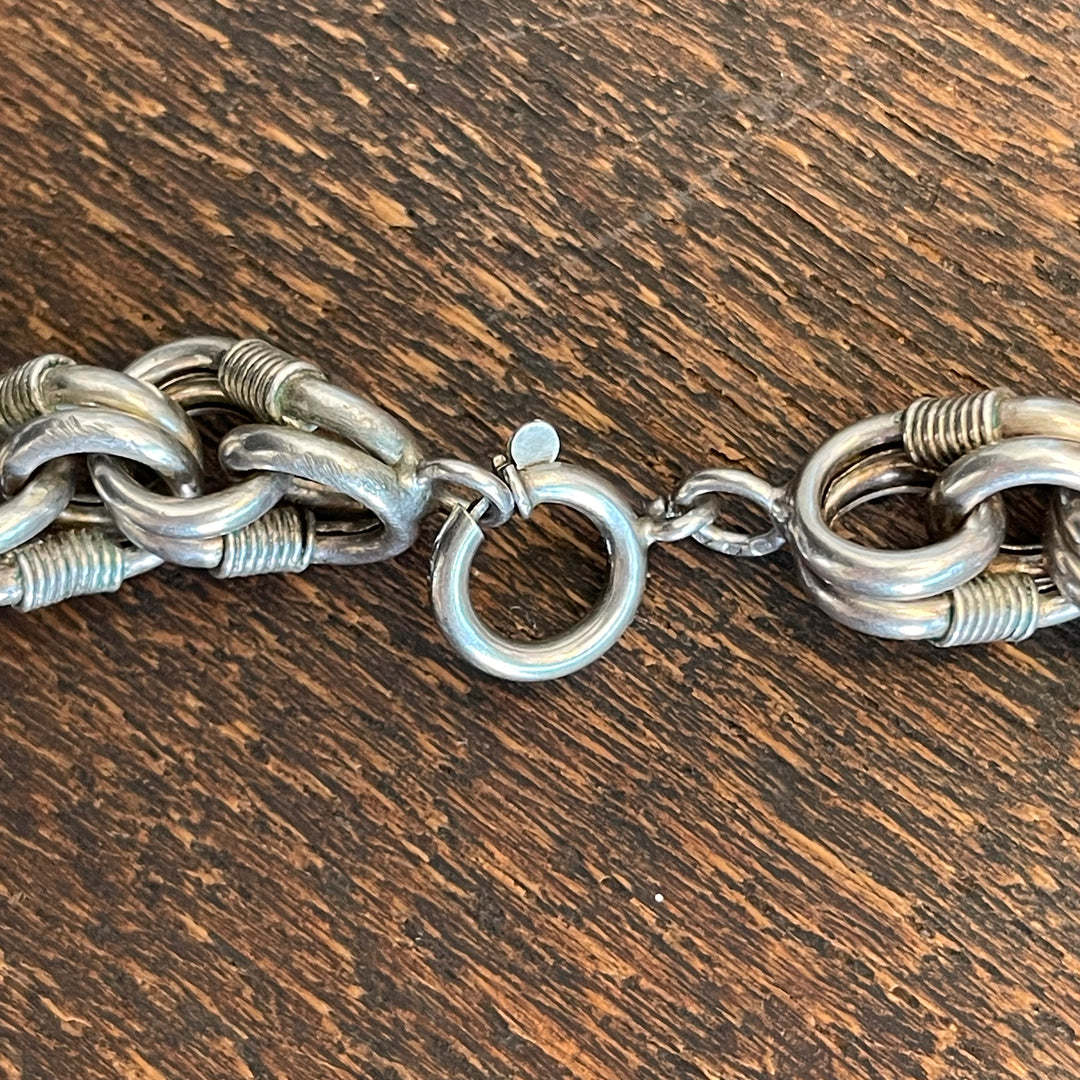 Chunky Antique Silver Handcrafted Victorian Chain Necklace