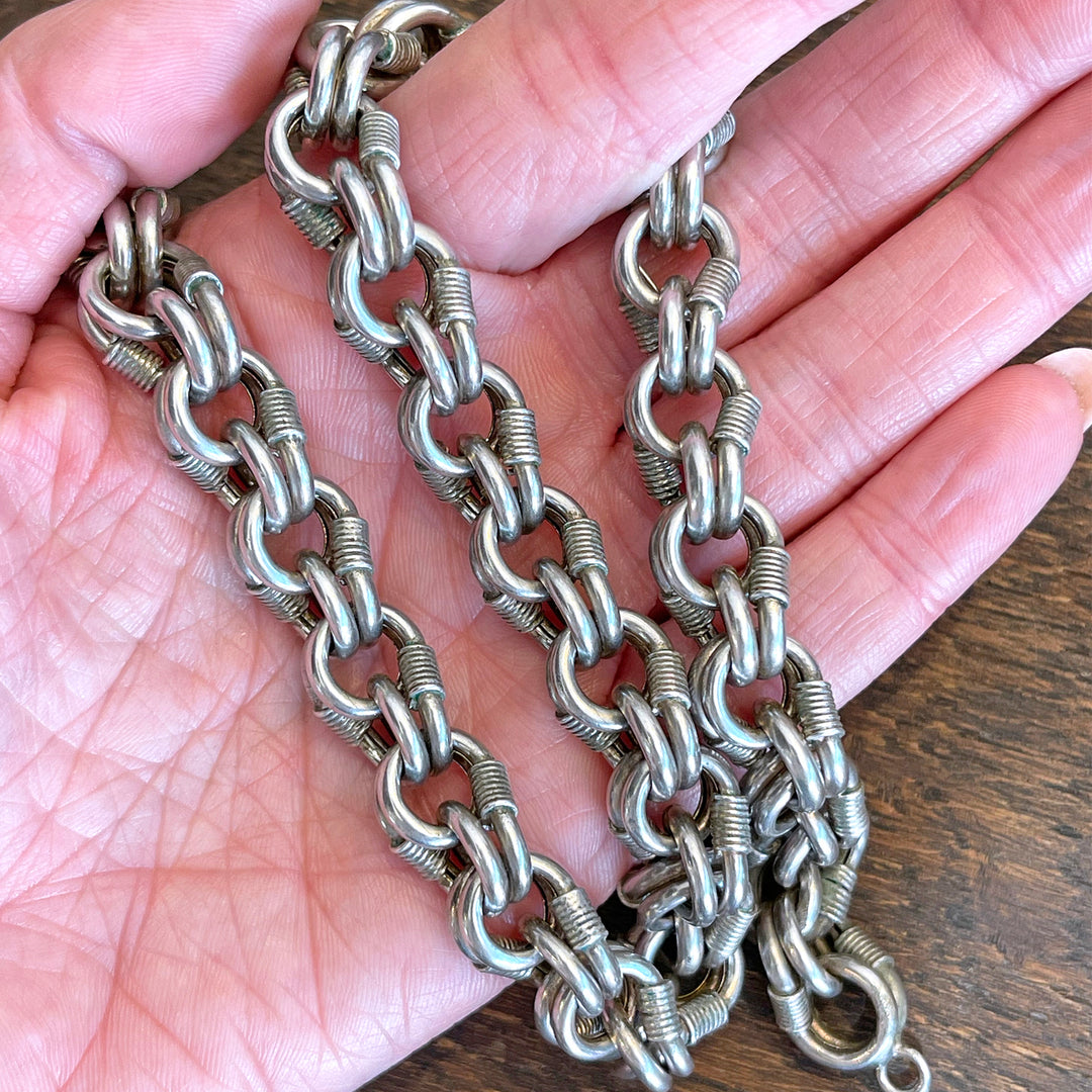 Chunky Antique Silver Handcrafted Victorian Chain Necklace