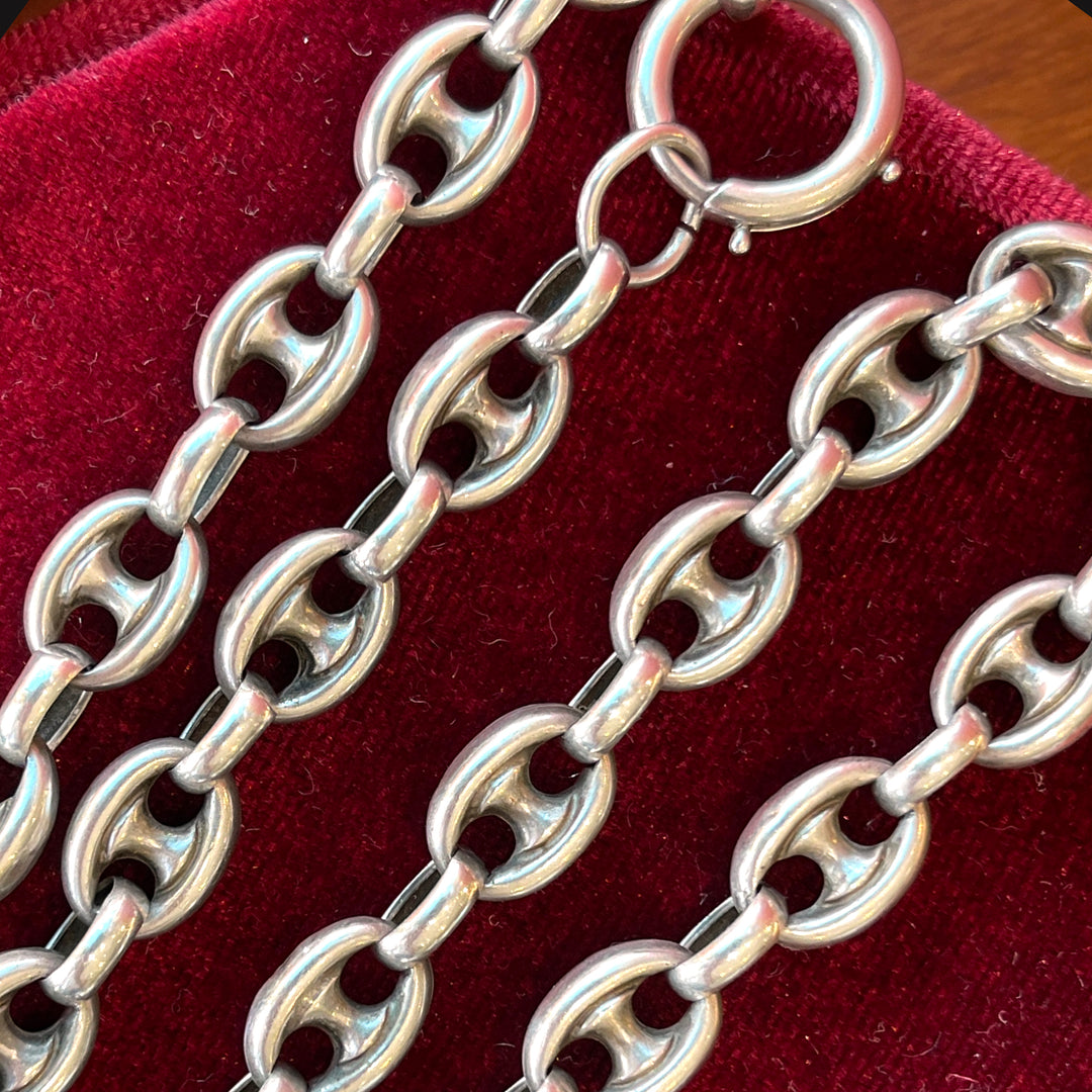 Victorian Silver Mariners Link Collar Anchor Link Chain