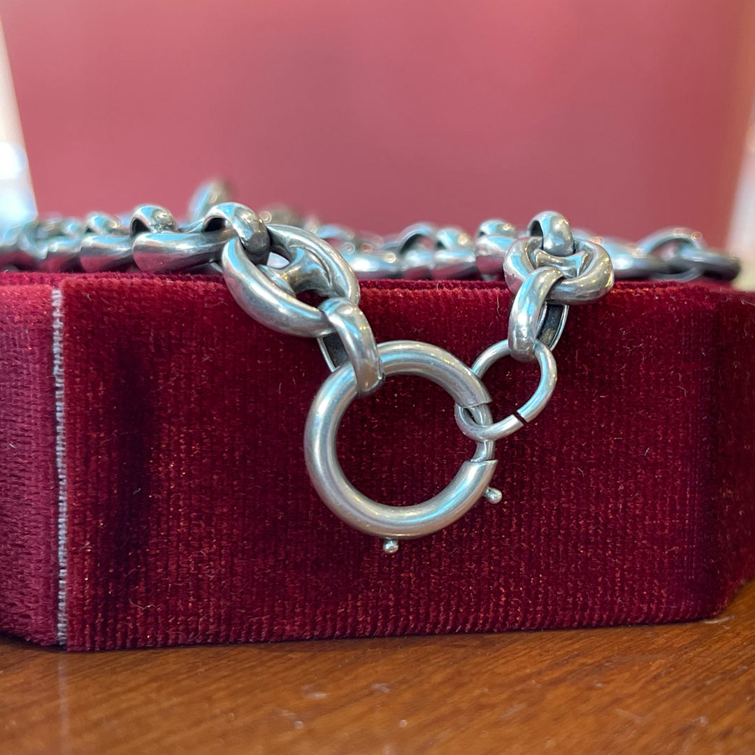 Victorian Silver Mariners Link Collar Anchor Link Chain