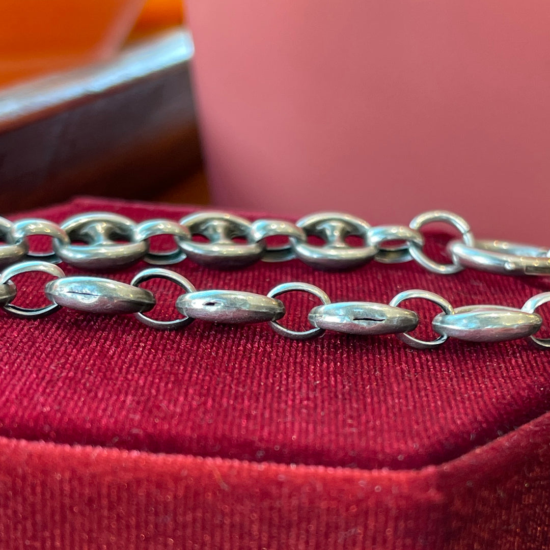 Victorian Silver Mariners Link Collar Anchor Link Chain