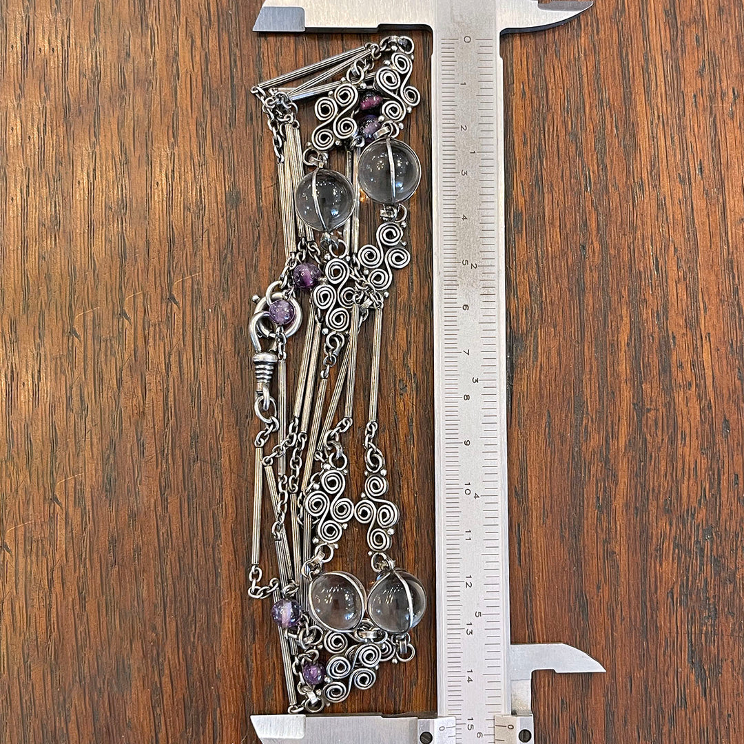 Antique Arts and Crafts Silver Amethyst Pools of Light Chain Necklace