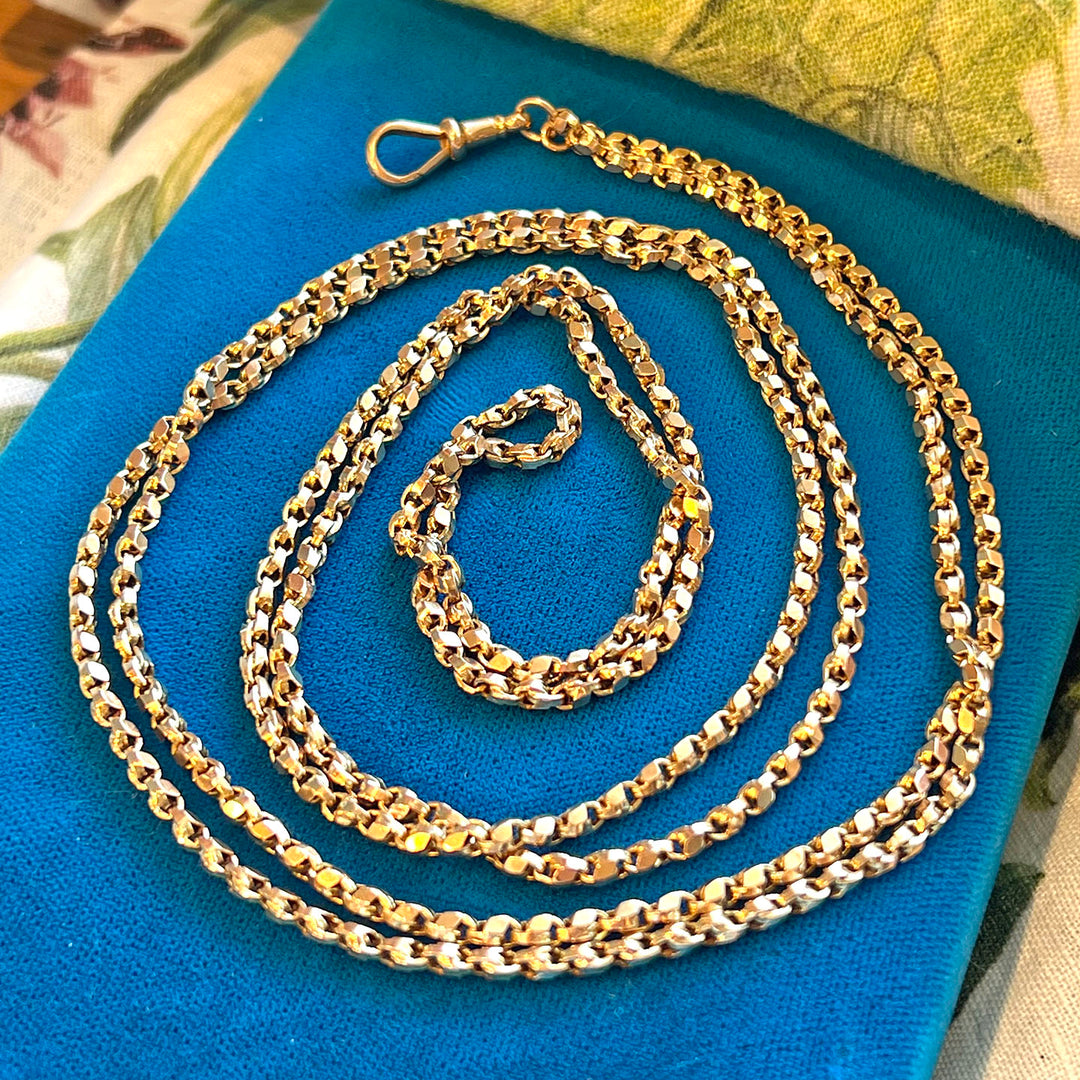 Antique Victorian Gold Chain Long Guard c.1890 54" Long