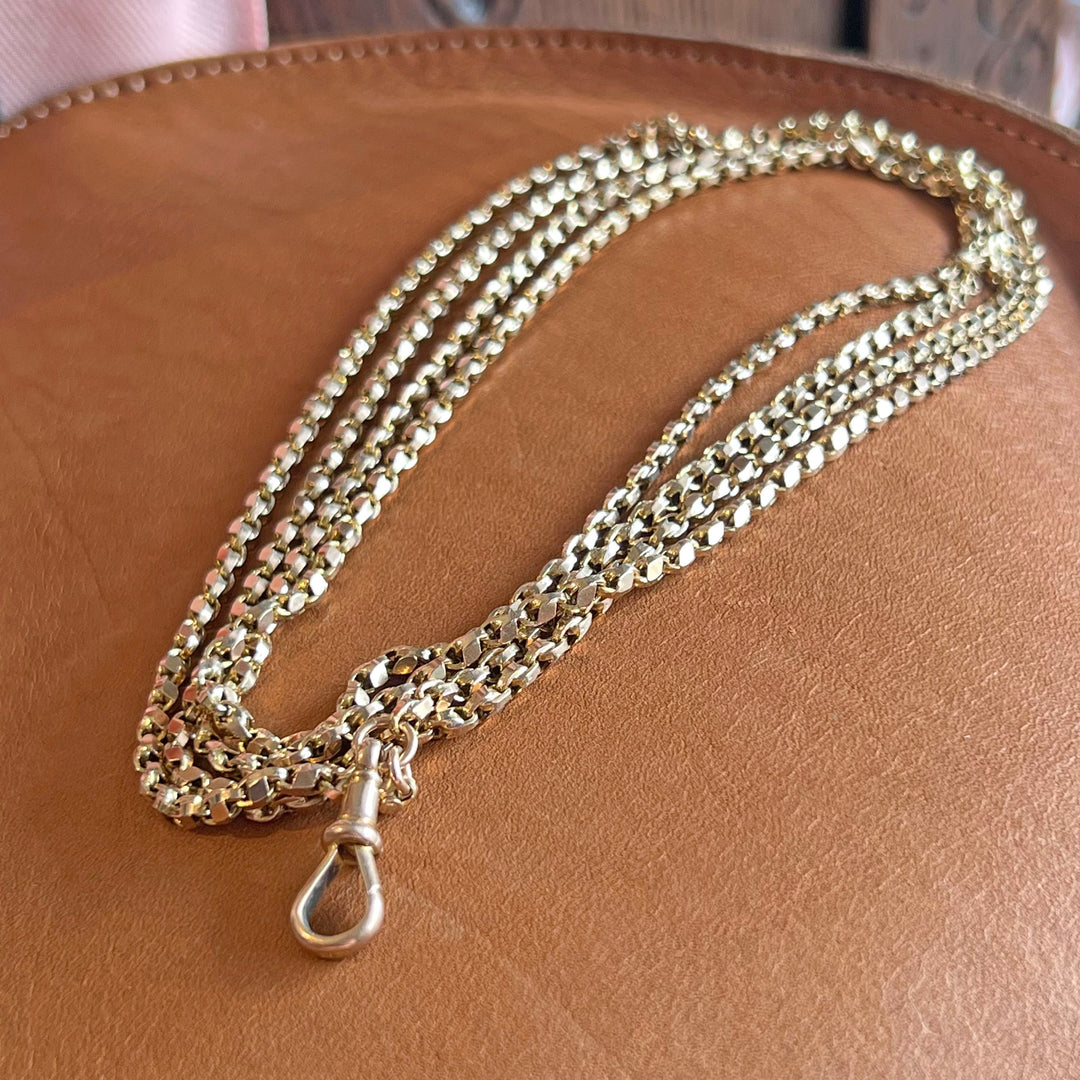 Antique Victorian Gold Chain Long Guard c.1890 54" Long