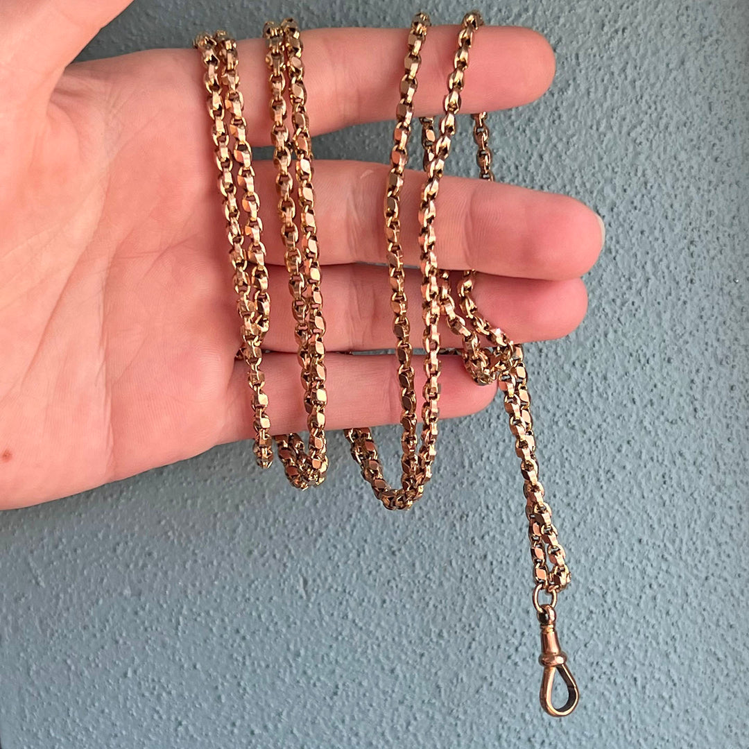 Antique Victorian Gold Chain Long Guard c.1890 54" Long