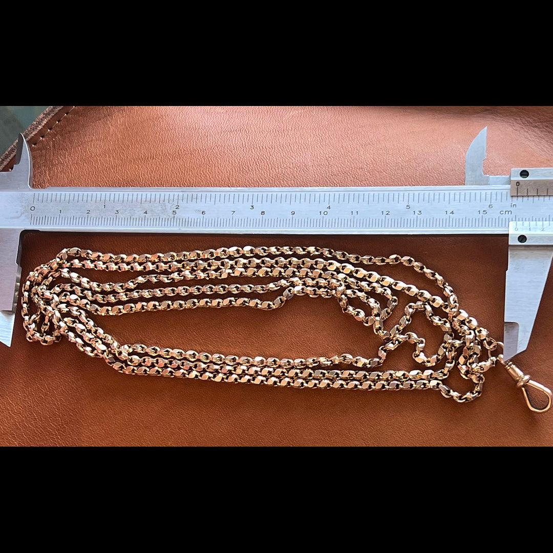Antique Victorian Gold Chain Long Guard c.1890 54" Long