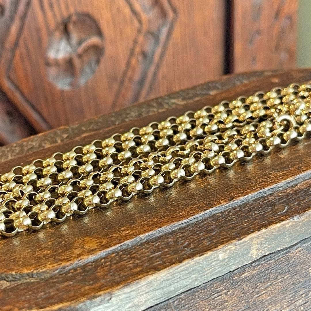 Antique 9k Edwardian Hand Crafted Long Guard Chain