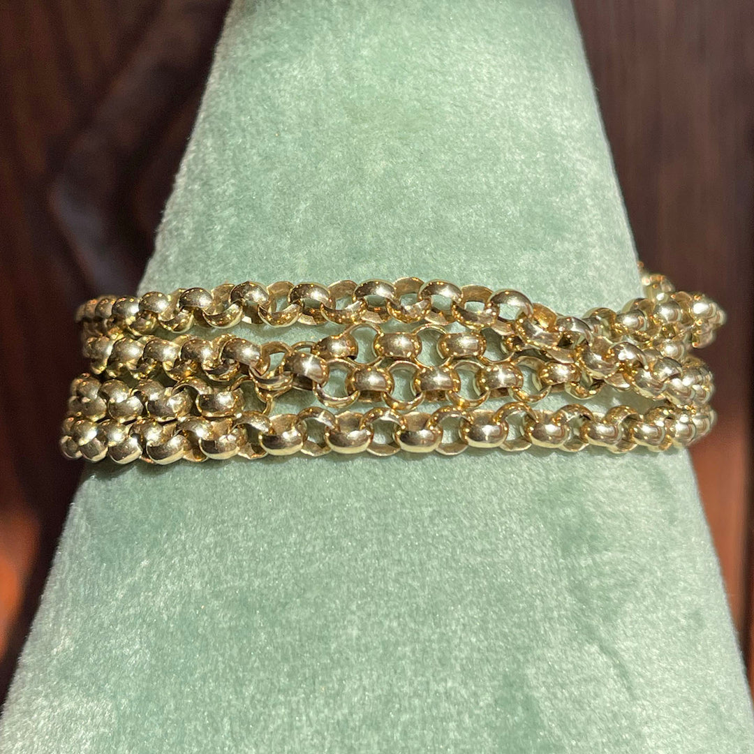 Antique 9k Edwardian Hand Crafted Long Guard Chain