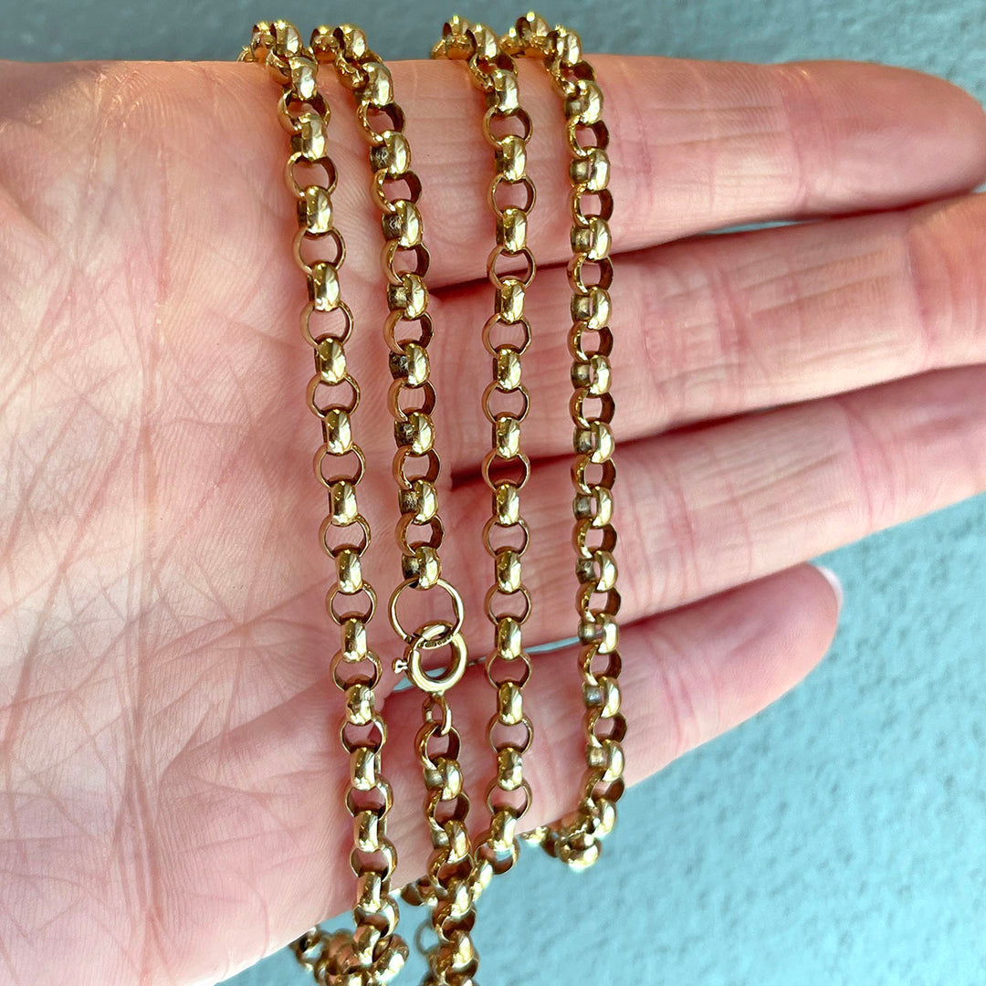 Antique 9k Edwardian Hand Crafted Long Guard Chain