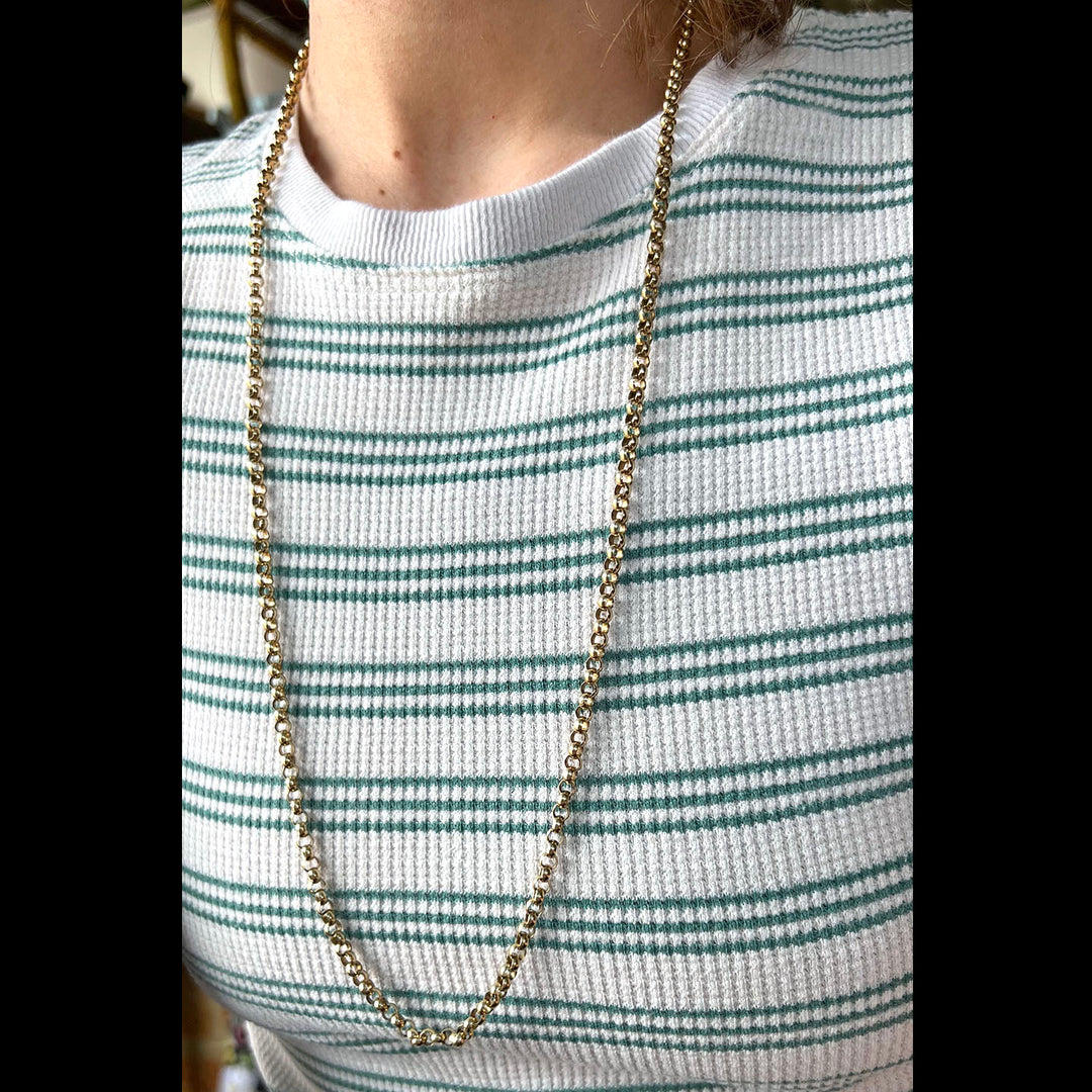 Antique 9k Edwardian Hand Crafted Long Guard Chain