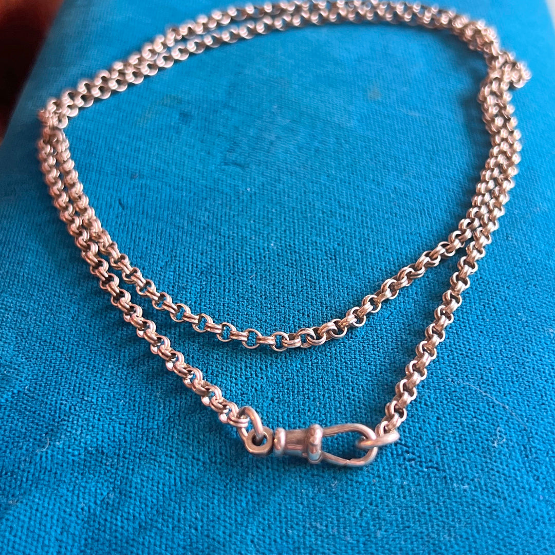 Antique Victorian Silver Chain 28” c. 1880