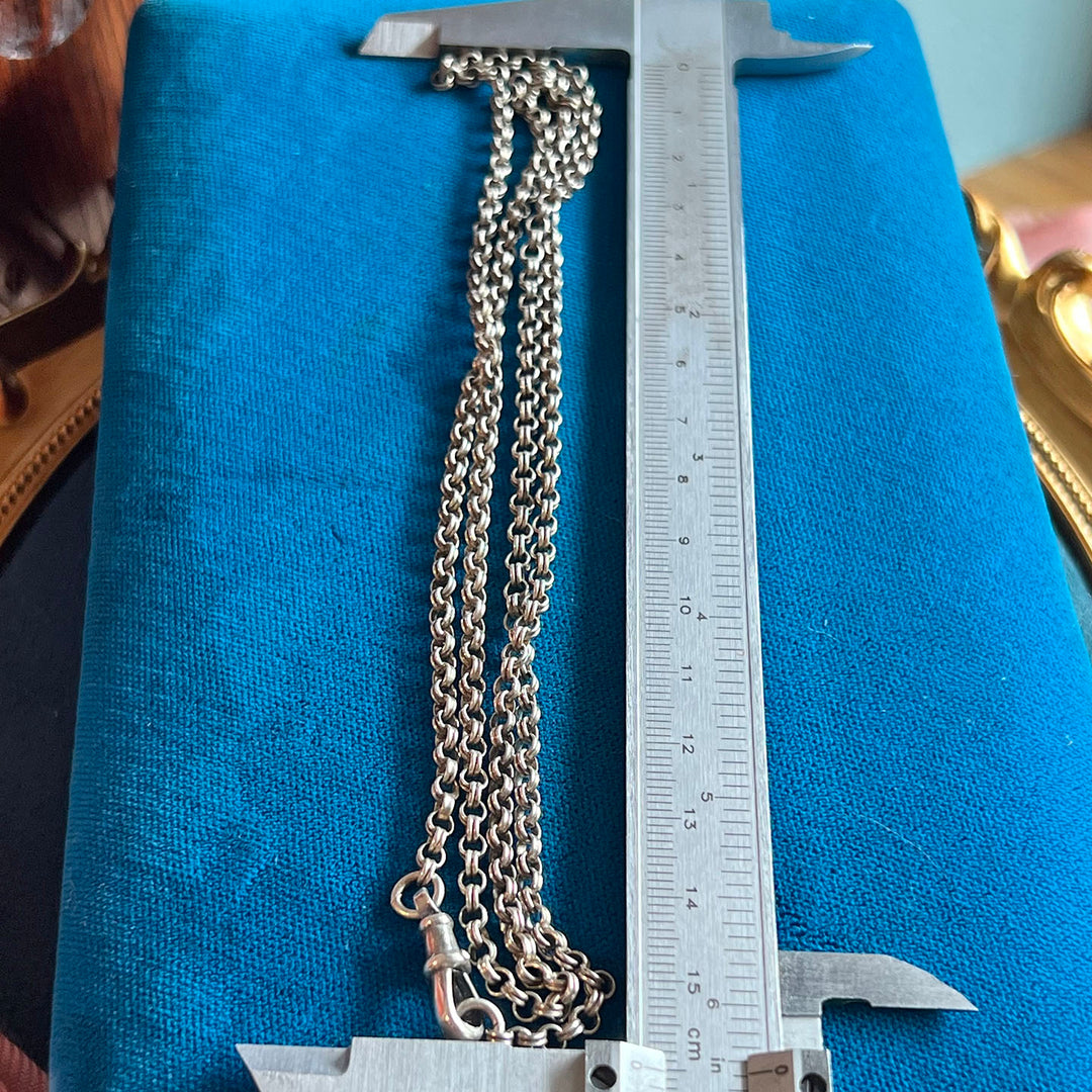 Antique Victorian Silver Chain 28” c. 1880