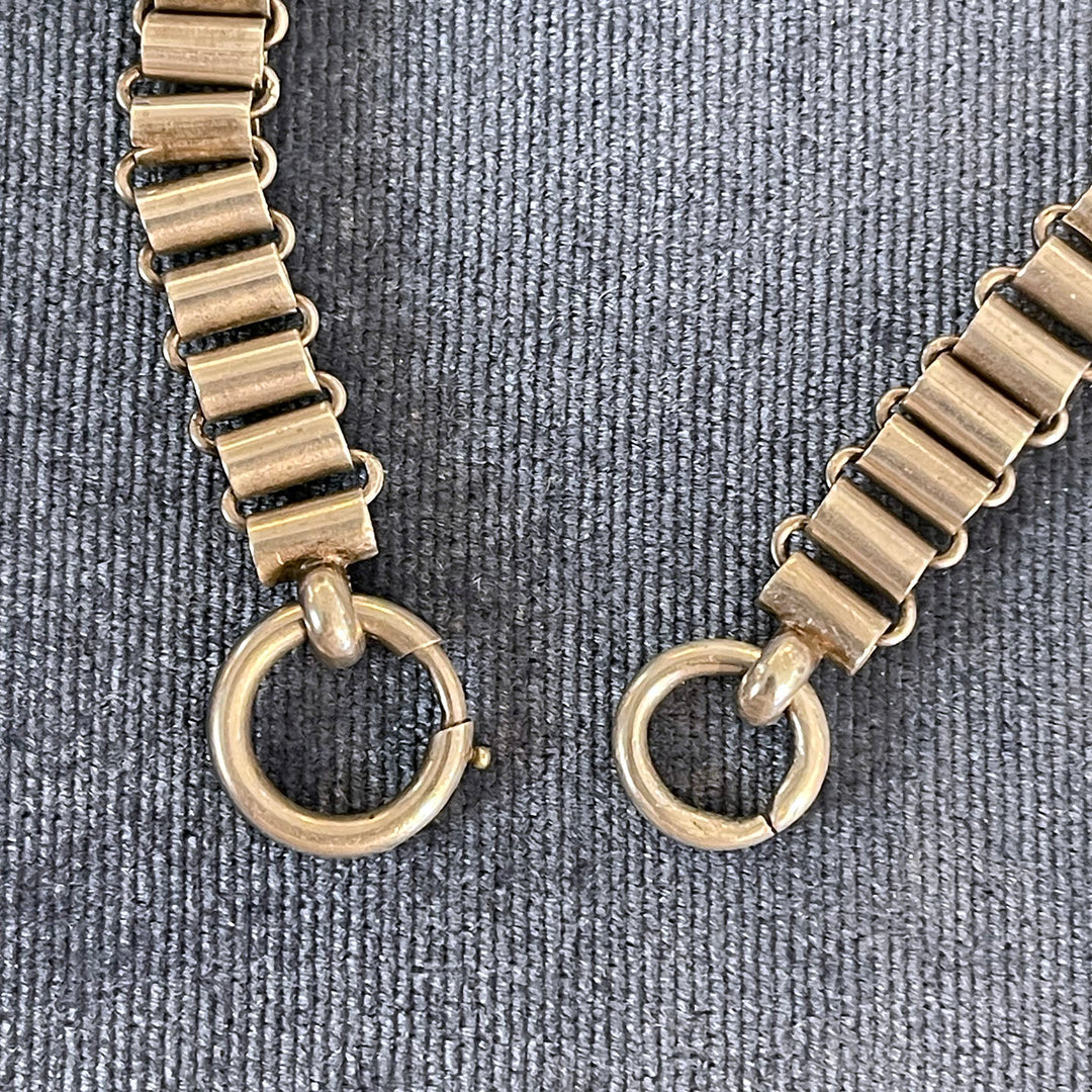 Antique Victorian Silver Barrel Link Collar Necklace 17 Inches
