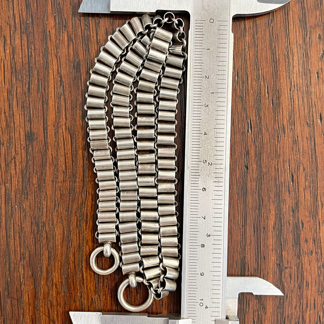 Antique Victorian Silver Barrel Link Collar Necklace 17 Inches