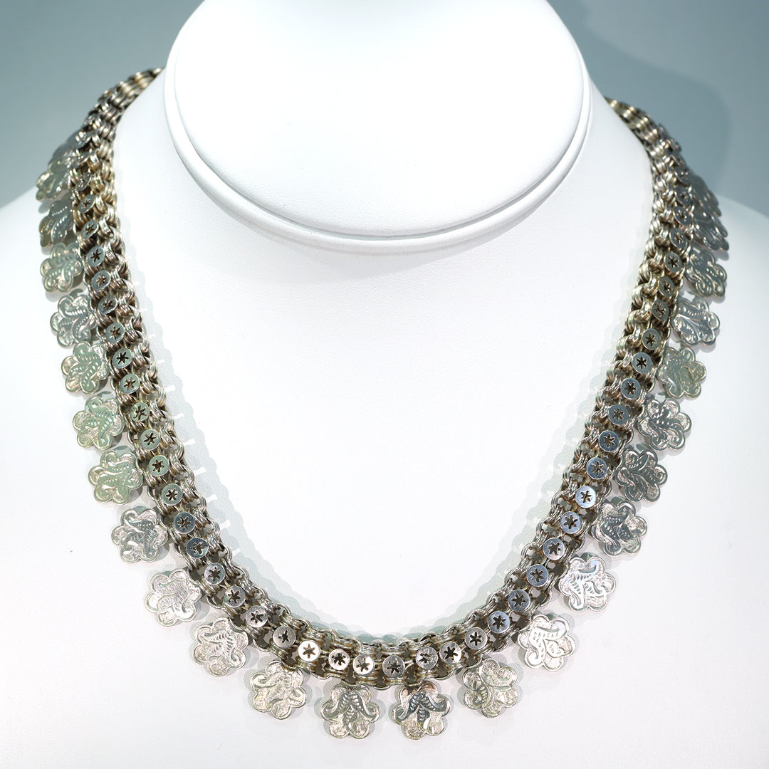 Antique Victorian Sterling Silver Collar Necklace c. 1880