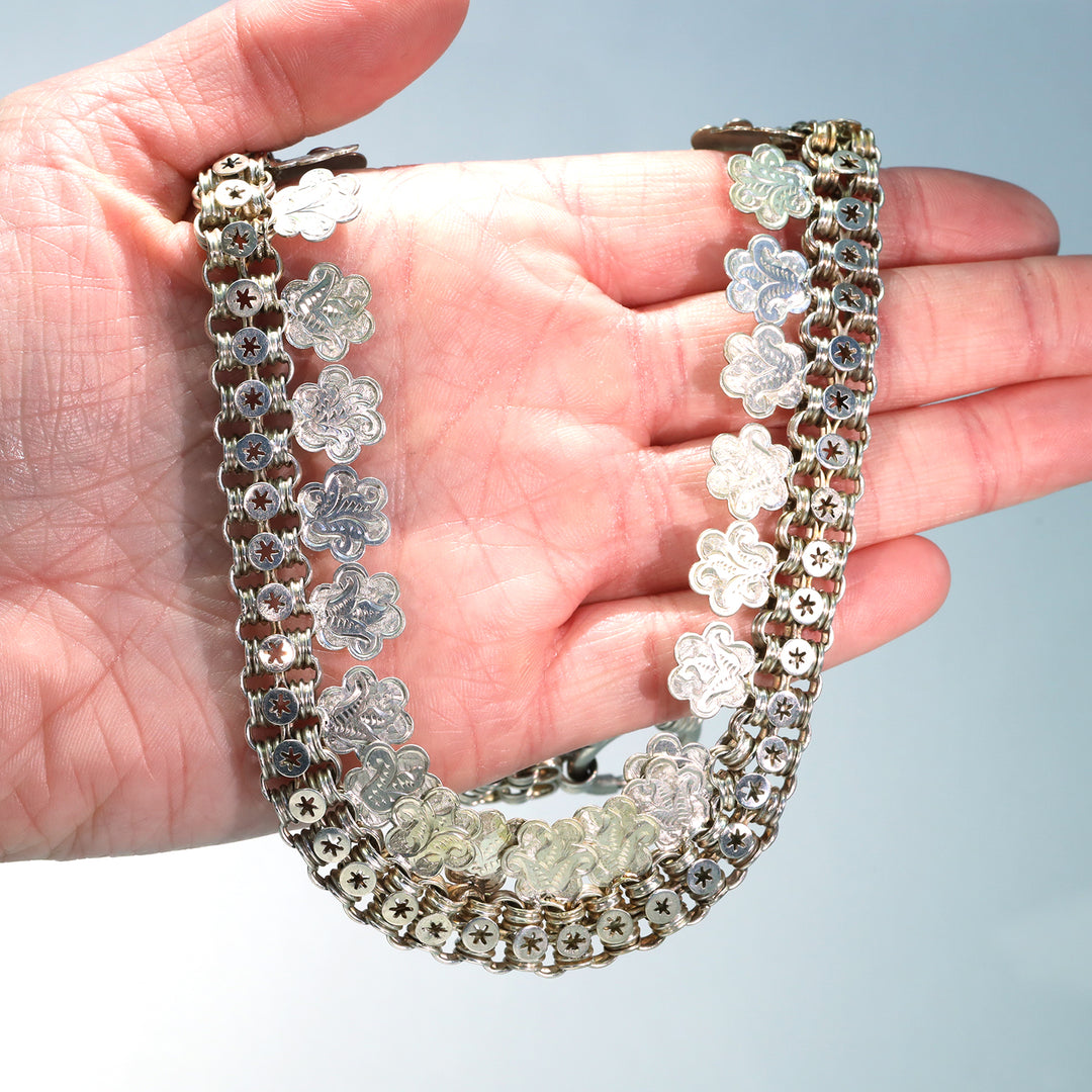 Antique Victorian Sterling Silver Collar Necklace c. 1880