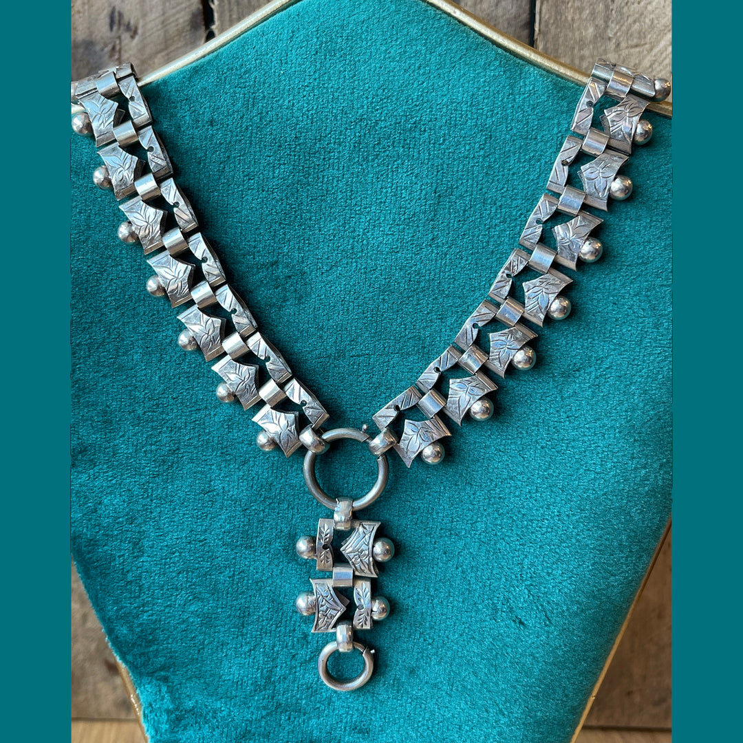 Silver Victorian Collar Necklace with Hanger 18 inches long