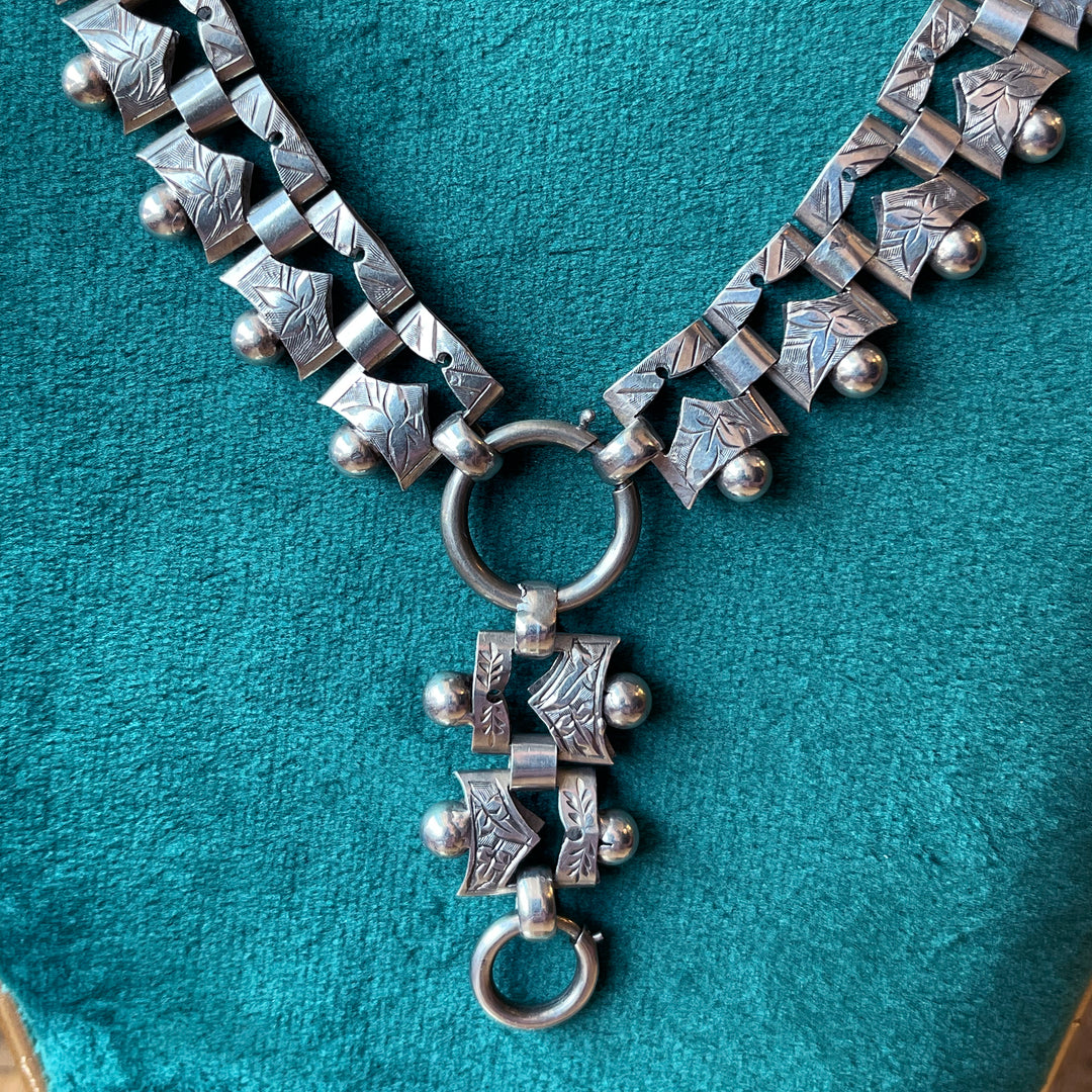 Silver Victorian Collar Necklace with Hanger 18 inches long