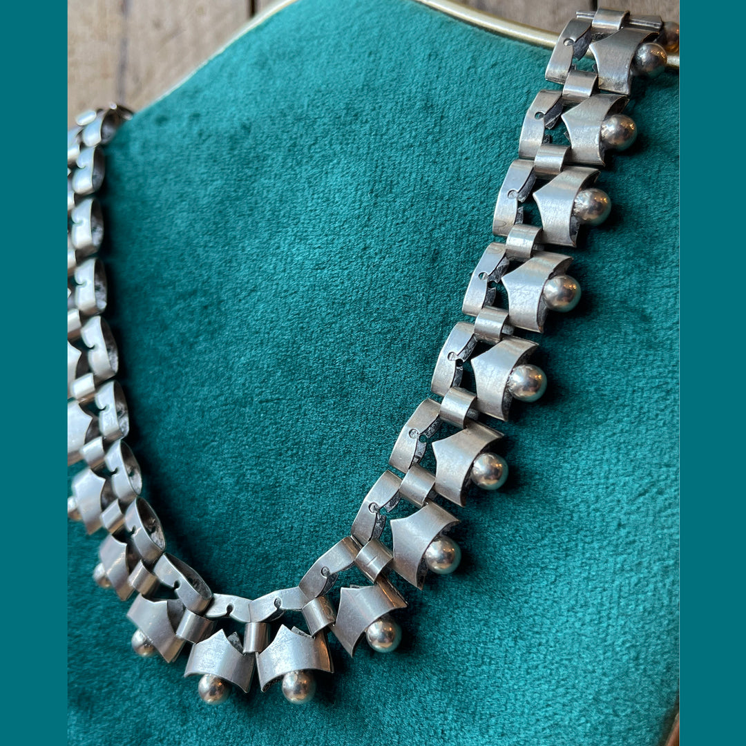 Silver Victorian Collar Necklace with Hanger 18 inches long