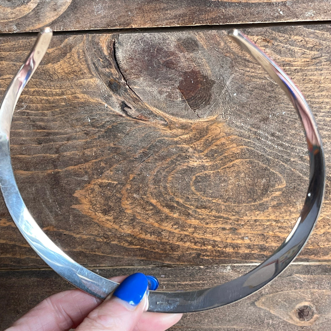 Vintage N.E. From Hammered Silver Torque Collar Necklace