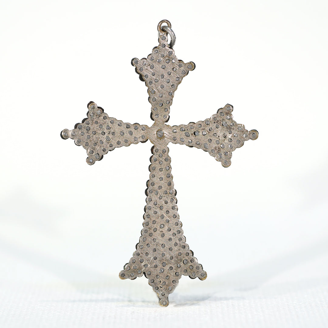 Antique Victorian Cut Steel Cross Pendant c. 1880