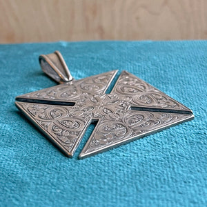 Victorian Engraved Square Cross Fob Pendant Dated 1874