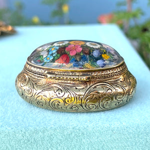 Early Austrian Essex Crystal Floral Box in 14k Gold