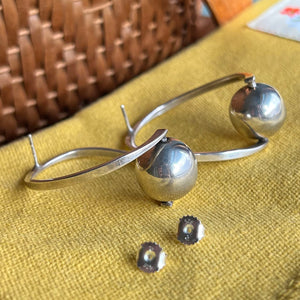 Vintage Funky Kinetic Silver Earrings
