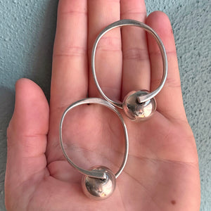 Vintage Funky Kinetic Silver Earrings