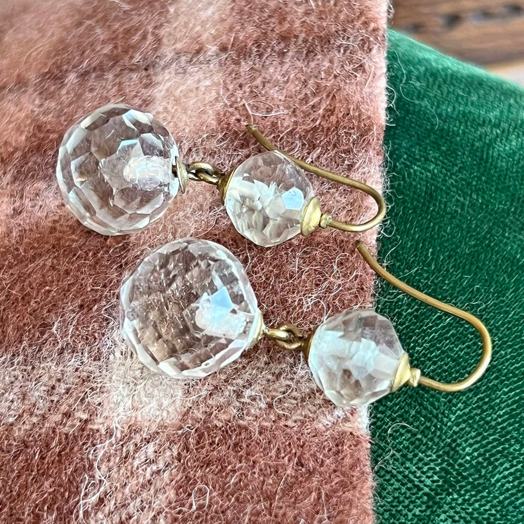 Antique Crystal Drop Earrings Metal Wires