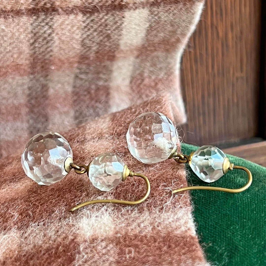 Antique Crystal Drop Earrings Metal Wires