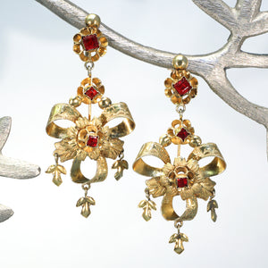 Antique Silver Gilt and Paste Iberian Earrings