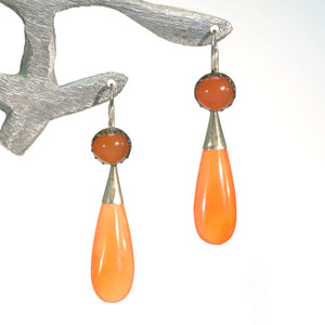 Georgian Pinchbeck Carnelian Night and Day Earrings