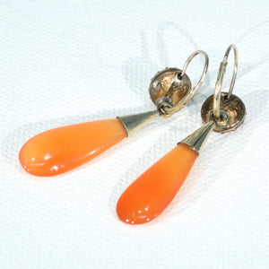 Georgian Pinchbeck Carnelian Night and Day Earrings