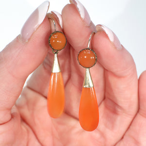 Georgian Pinchbeck Carnelian Night and Day Earrings