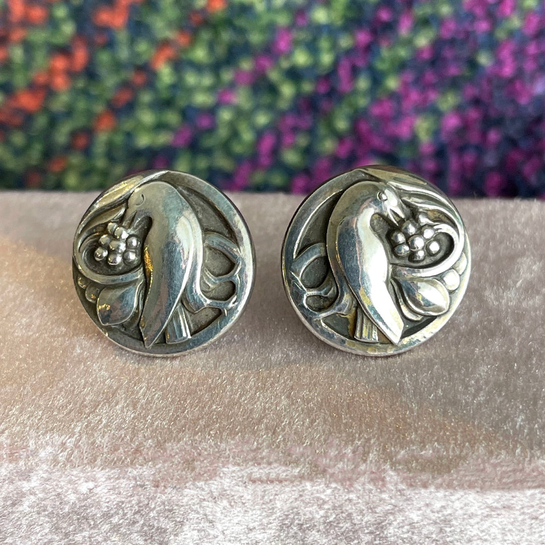 Vintage Sterling Silver Georg Jensen Earrings, Doves