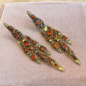 Antique Iberian Spessartine Garnet Earrings Georgian Era 14k Gold