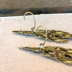 Antique Iberian Spessartine Garnet Earrings Georgian Era 14k Gold
