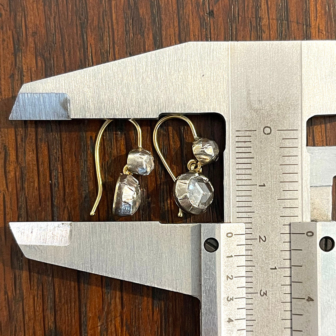Georgian Rose Cut Diamond Earrings, c. 1830