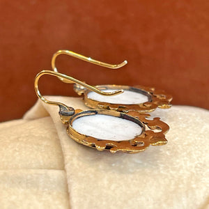 Neoclassical French Enamel Earrings with Portrait Miniatures in 18k Gold