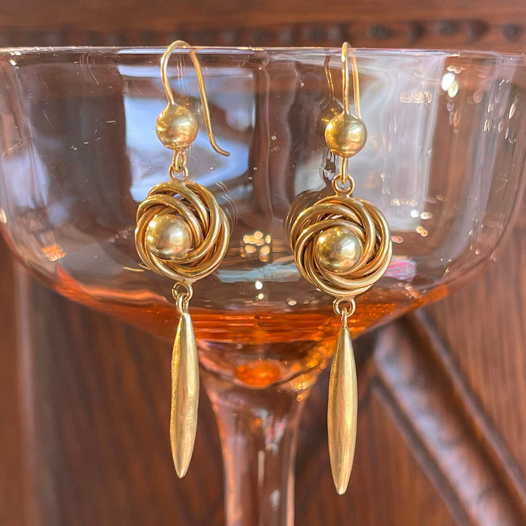 Antique Victorian Gold Earrings Love Knots