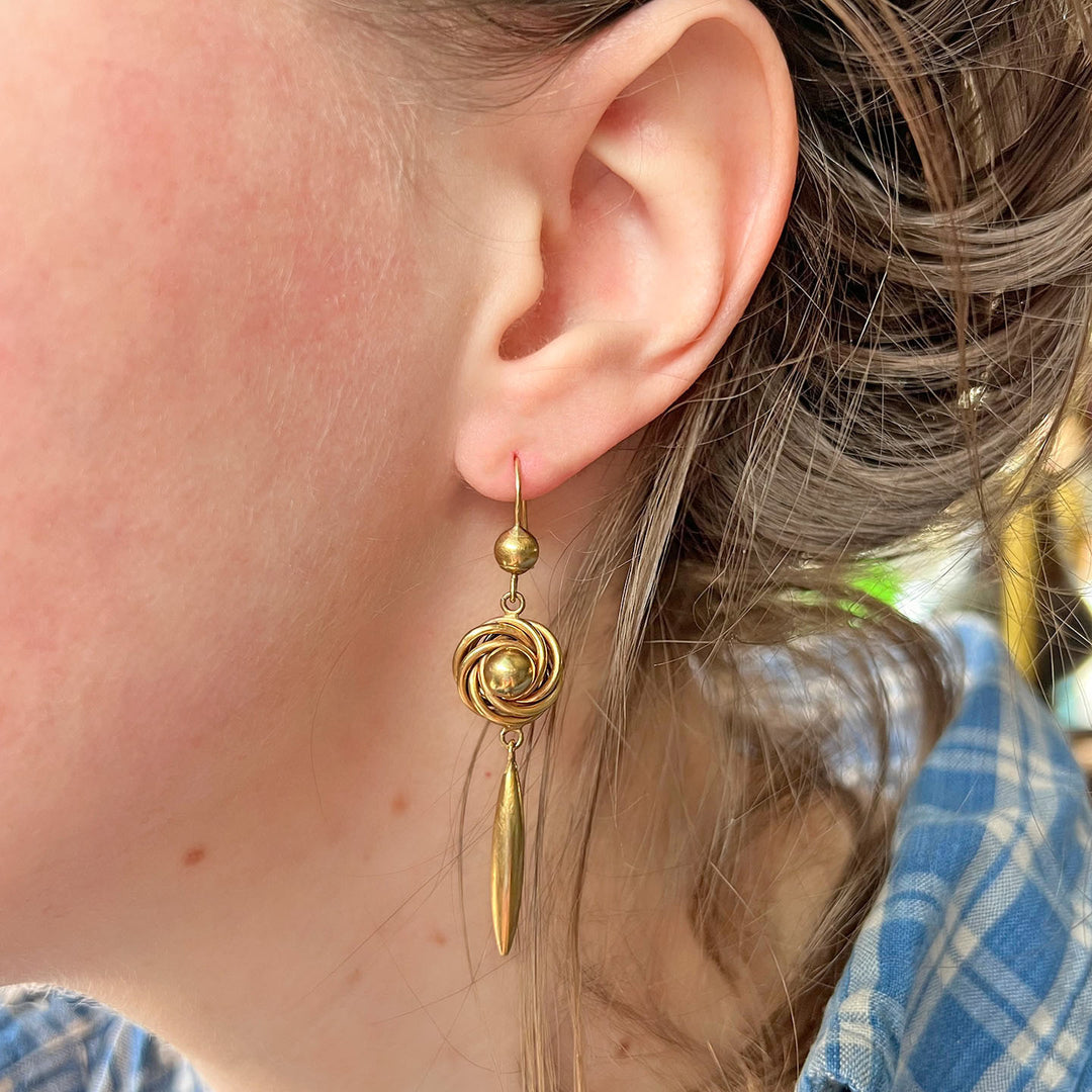 Antique Victorian Gold Earrings Love Knots