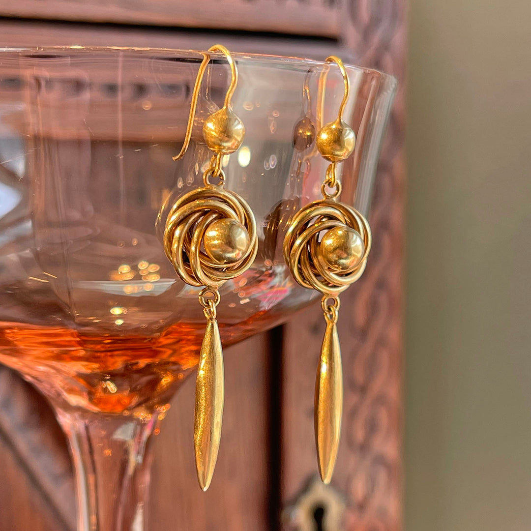 Antique Victorian Gold Earrings Love Knots