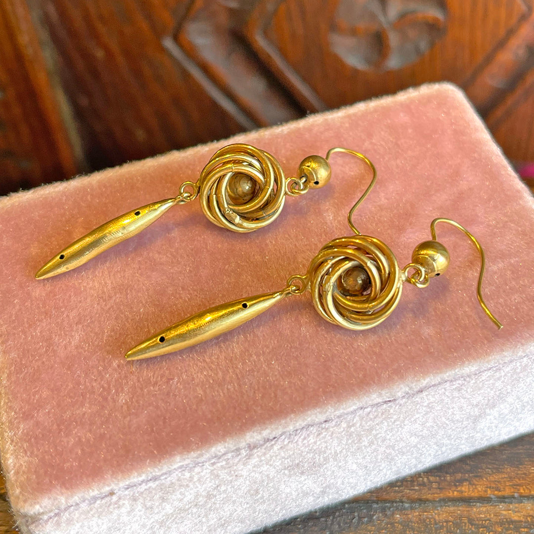 Antique Victorian Gold Earrings Love Knots