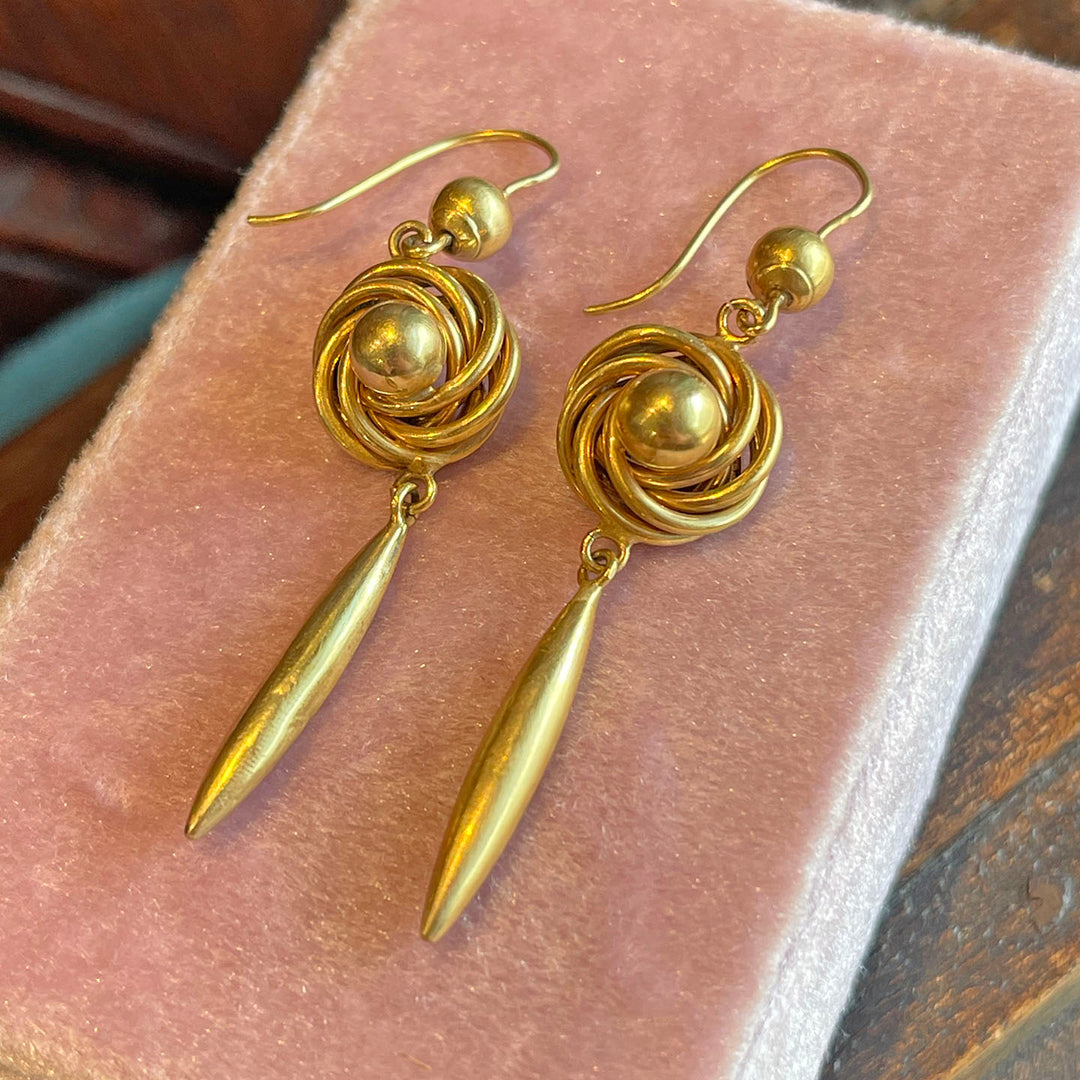 Antique Victorian Gold Earrings Love Knots