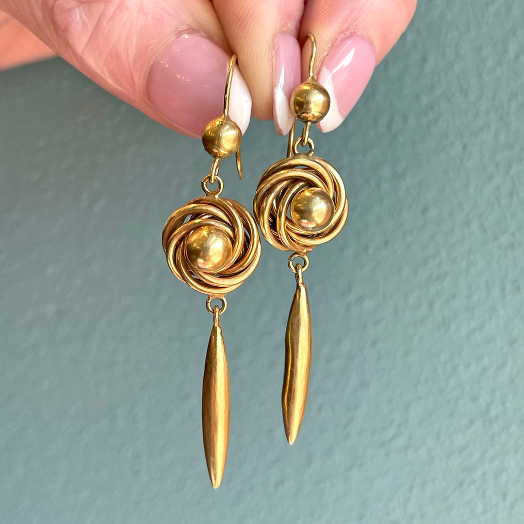 Antique Victorian Gold Earrings Love Knots